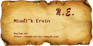 Misák Ervin névjegykártya